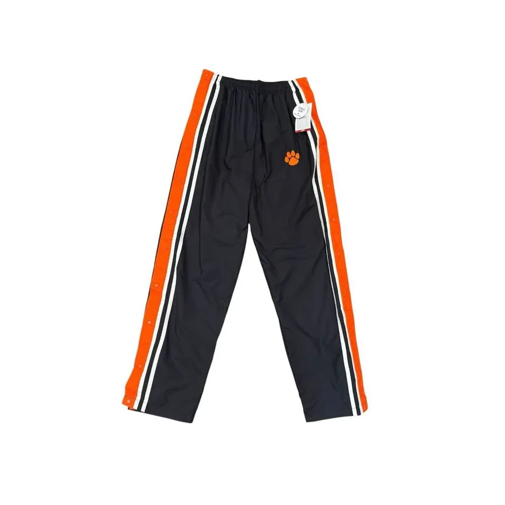 NWT Vintage Holloway Side Snap Athletic Track Pants Orange/Black Nylon Size Larg